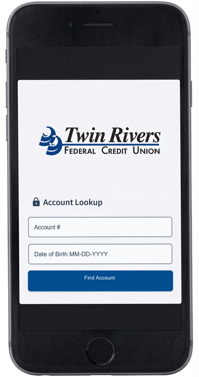 Mobile payment portal account lookup screen